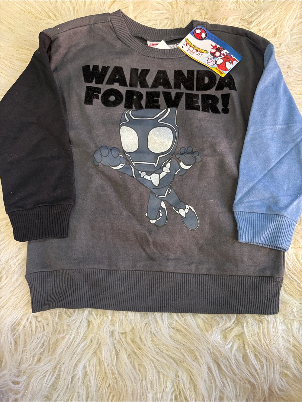 Kids Black & Blue 'Wakanda Forever' Black Panther Sweatshirt for toddler